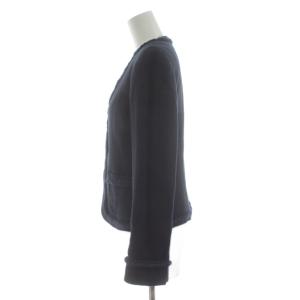 MAX MARA WEEKEND LINE ノーカラージャケット ツイード フリンジ 38 紺 ネイビー 50411027 /KU