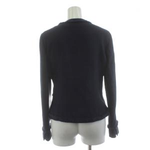 MAX MARA WEEKEND LINE ノーカラージャケット ツイード フリンジ 38 紺 ネイビー 50411027 /KU