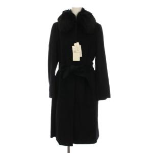 ロングコート ウール フォックスファー アウター 9 黒 ブラック 51-73111003 /YM