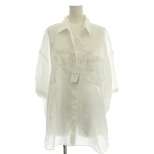 コットンリネンハーフスリーブシャツ 麻 F 白 ホワイト 半袖 レギュラーカラー 胸ポケット付き /JP