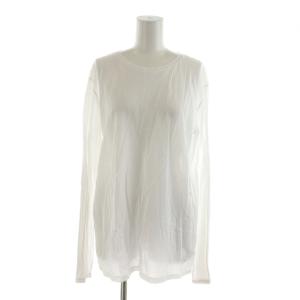 タグ付き カットソー 長袖 F 白 ホワイト 無地 ラウンドネック シアー /RR