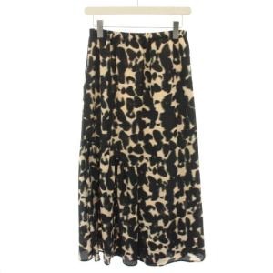 22AW ブルリープリントアシンメトリーギャザースカート ロング ミモレ フレア イージー 総柄 36