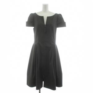 ワンピース フレア ひざ丈 半袖 フロントジップ ストレッチ 40 グレー 33380 /KU