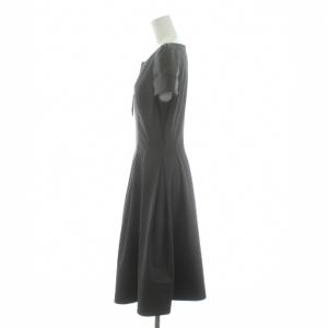 FOXEY NEW YORK ワンピース フレア ひざ丈 半袖 フロントジップ ストレッチ 40 グレー 33380 /KU