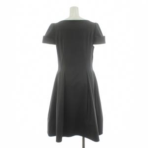 FOXEY NEW YORK ワンピース フレア ひざ丈 半袖 フロントジップ ストレッチ 40 グレー 33380 /KU