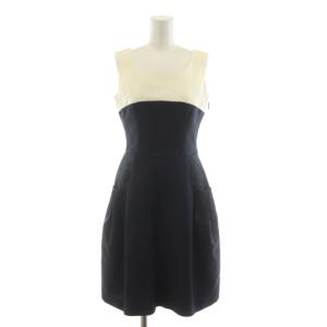 ノースリーブワンピース ひざ丈 32 白 ホワイト 黒 ブラック /RR