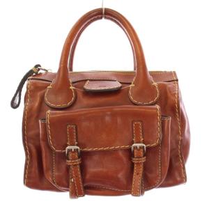 エディス ハンドバッグ レザー ワンカラー ロゴ 茶 ブラウン /BB OH