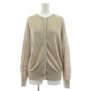 23SS リネンクルーネックCD ニットカーディガン 長袖 麻 F ベージュ 23080900110010