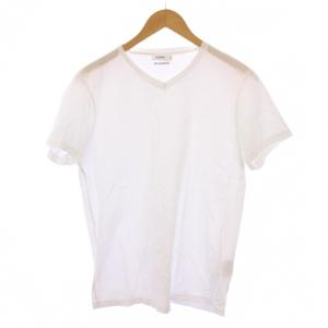 Tシャツ カットソー 半袖 Vネック 無地 ストレッチ ワンカラー L 白 ホワイト /BB