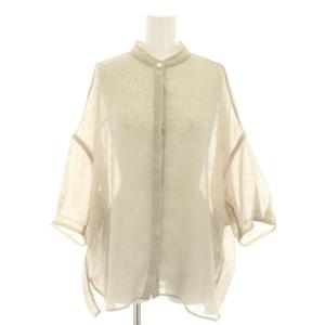 24AW シアーネップドルマンブラウス シャツ バンドカラー 七分袖 ベージュ 24051900500030