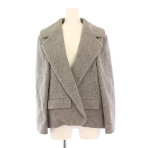 テーラードジャケット アウター ショート丈 前開きトッパー 無地 ウール カシミヤ混 1 グレー /BB