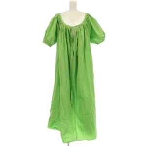 ボリュームワンピース ロング 半袖 パフスリーブ 2 ライム 黄緑 IDR40-CTT /G