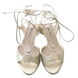 miumiu サンダル レースアップ レザー 36 ゴールド色 /SR