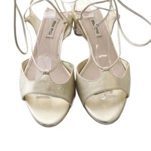 miumiu サンダル レースアップ レザー 36 ゴールド色 /SR