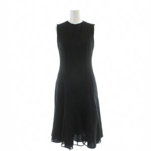 ワンピース ロング ウール 黒 ブラック ノースリーブ フレア /AP