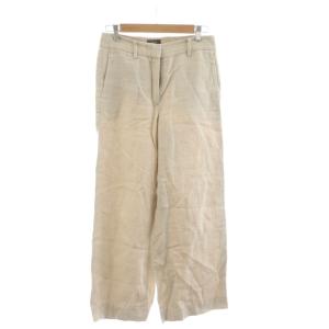 ワイドパンツ 麻 リネン 0 アイボリー 無地 /RR