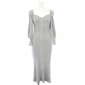 ワンピース ロング ニット 長袖 ONE 水色 /TK