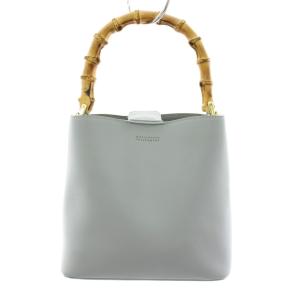 ハンドバッグ ショルダーバッグ 2way フェイクレザー バンブーハンドル 水色 ライトブルー /YT