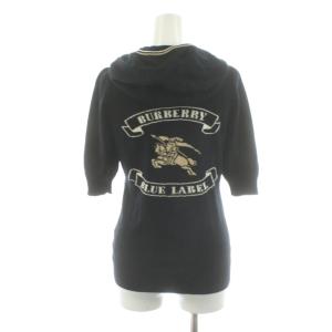 BURBERRY BLUE LABEL パーカー ニット ジップアップ 半袖 38 黒 ブラック FBF17-616-09 /AN45