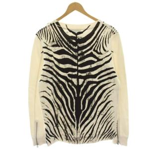 DIESEL スウェット トレーナー S 白 ホワイト 黒 ブラック ゼブラ柄 総柄 長袖 薄手 /HN