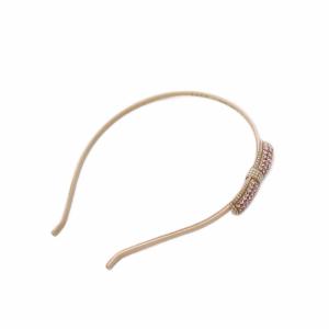 カチューシャ ヘアアクセサリー リボン ビジュー装飾 ベージュ /KH