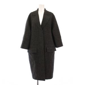 ノーカラーコート チェスターデザイン アウター ロング丈 ワンカラー ウール 38 グレー /BB