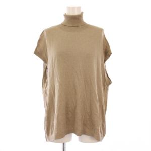 ニット セーター フレンチスリーブ 半袖 タートルネック ワンカラー 薄手 F ベージュ /BB