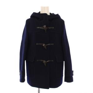 ショートダッフルコート アウター フード トグルボタン ウール レザー 38 紺 ネイビー 12-08-45-08402