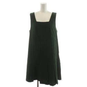 ワンピース ミニ丈 ノースリーブ ウール 40 緑 グリーン /AN23
