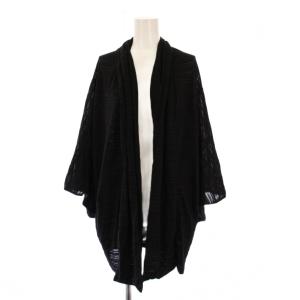 カーディガン 長袖 前開きトッパー ストレッチ ワンカラー ボーダー柄 F 黒 ブラック /BB