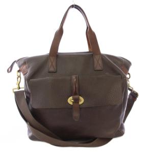 2WAY トートバッグ ハンドバッグ ショルダーバッグ レザー ワンカラー 茶 ブラウン /BB