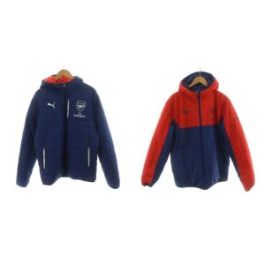 中綿ジャケット リバーシブル ロゴ ナイロン L 赤 レッド 青 ブルー /AN68