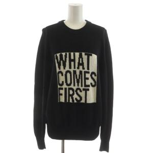 ニット セーター 長袖 ロゴ カシミヤ混 F 黒 ブラック /AN58