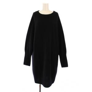 23AW ウールカシミヤチュニックワンピース ニット セーター 長袖 クルーネック ワンカラー 無地 F