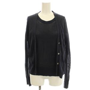 アンサンブル ニット カーディガン カットソー 半袖 38 ネイビー 紺 /G