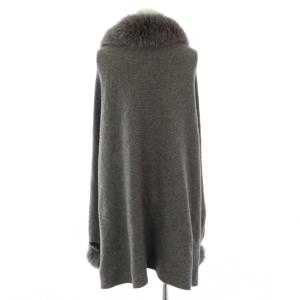 Leilian カーディガン ショール カシミヤ フォックスファー グレー /TK