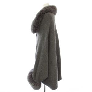 Leilian カーディガン ショール カシミヤ フォックスファー グレー /TK