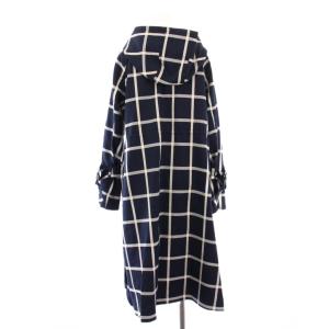 Diagram GRACE CONTINENTAL チェックコート アウター ロング丈 フード バイカラー 36 紺 ネイビー 白 ホワイト 38169275