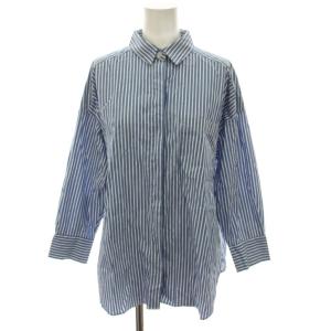ブラウス 38 青 長袖 ストライプ柄 /RE