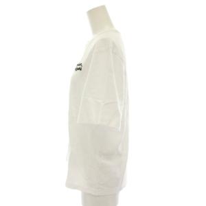 Maison Kitsuné Tシャツ カットソー クルーネック 半袖 ロゴ刺繍 タグ付き XXS 白 ホワイト 黒 ブラック MW00126KJ0119