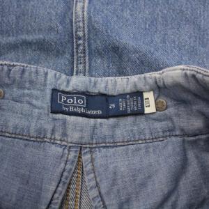 Polo by Ralph Lauren デニムスカート フレア ひざ丈 ボタンフライ ワンカラー W25 水色 ライトブルー /BB