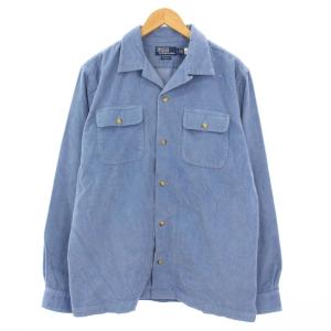 Classic Fit コーデュロイシャツ 長袖 オープンカラー L 青 /KH
