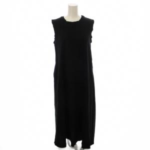 ワンピース 38  ロング 黒 ブラック レース切り替え バックリボン ノースリーブ /JP