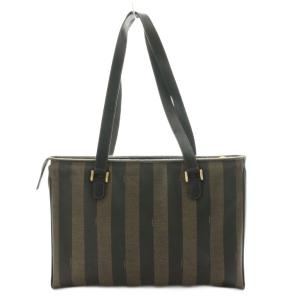 FENDI ペカン柄 ハンドバッグ トートバッグ ショルダーバッグ PVC レザー 黒 ブラック 茶 ブラウン /AN9
