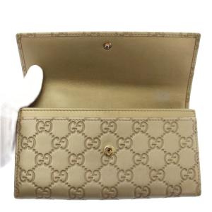 GUCCI ラブリーシマレザー GGパターン ハート 長財布 二つ折り レザー ベージュ 251861 /TK OH