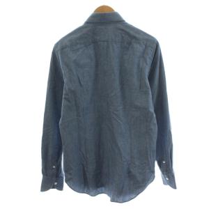 BEAMS F シャンブレー タブカラーシャツ 長袖 15/38 青 ブルー 21-11-0101-563 /AN29