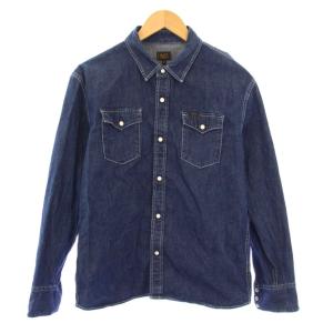 DENIM SHIRT デニムシャツ カジュアル 長袖 レギュラーカラー 無地 ワンカラー S 紺 ネイビー