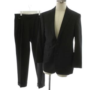 スーツ セットアップ テーラードジャケット シングル パンツ スラックス カシミヤ混 36S 黒 ブラック