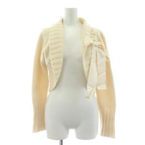 ニットカーディガン カシミヤ F アイボリー トッパー シルクリボン