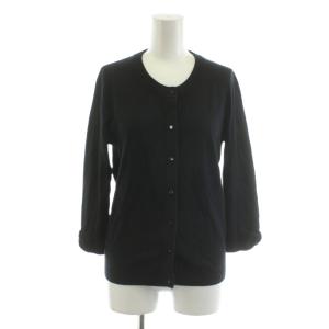 カーディガン ノーカラー カシミヤ混 S 黒 ブラック /AN19